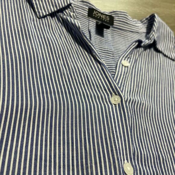 Jones New York Stripe Button Down Tie Front Top Size M - Picture 12 of 13